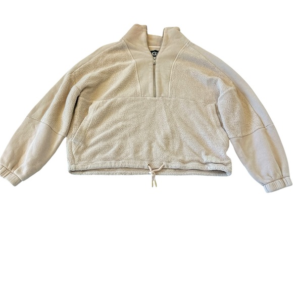 Ugg Elena Half Zip French Terry Pullover Sweatshirt in Cream - Picture 5 of 13